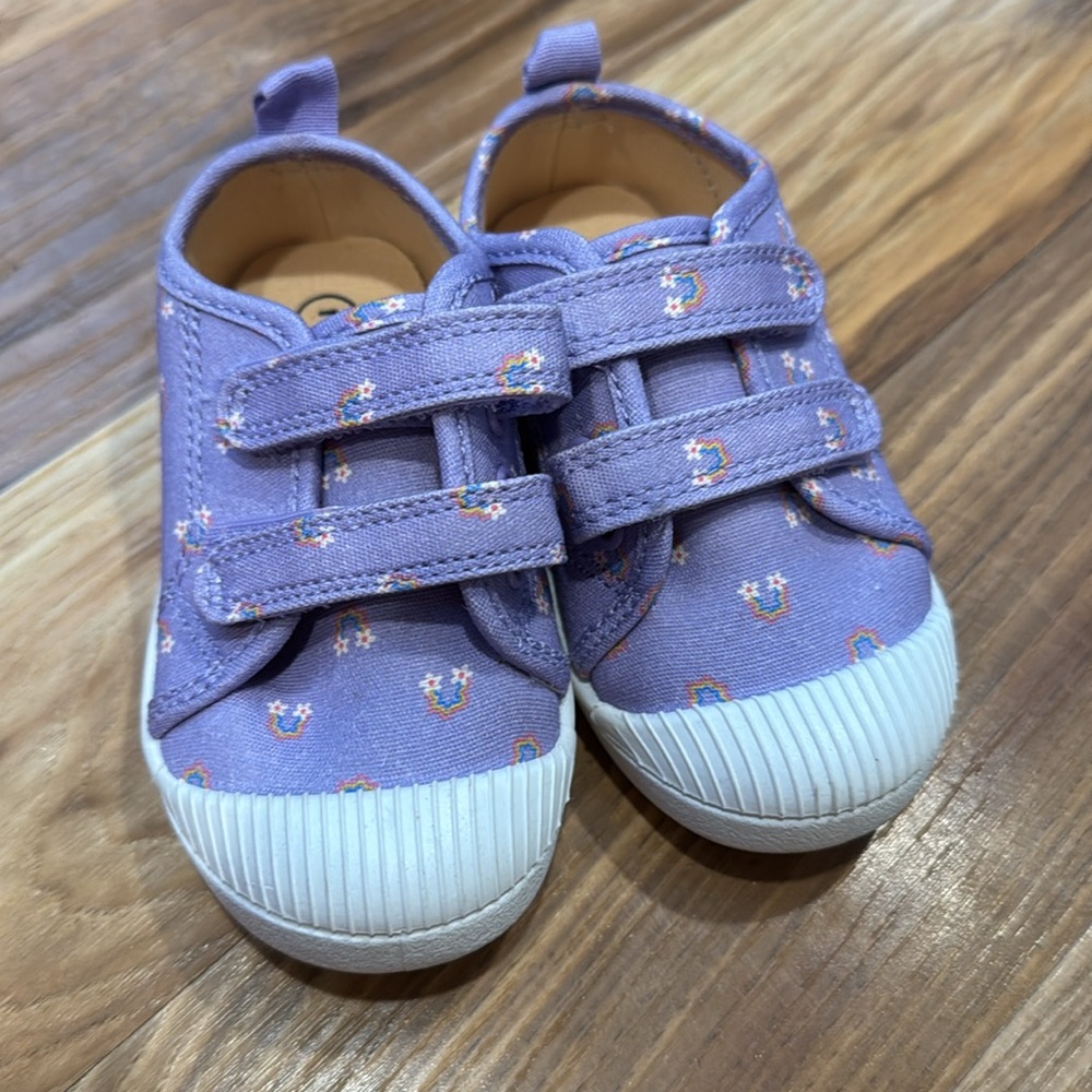 Toddler girl sneakers purple floral straps 7 tennis shoes - Picture 2 of 6